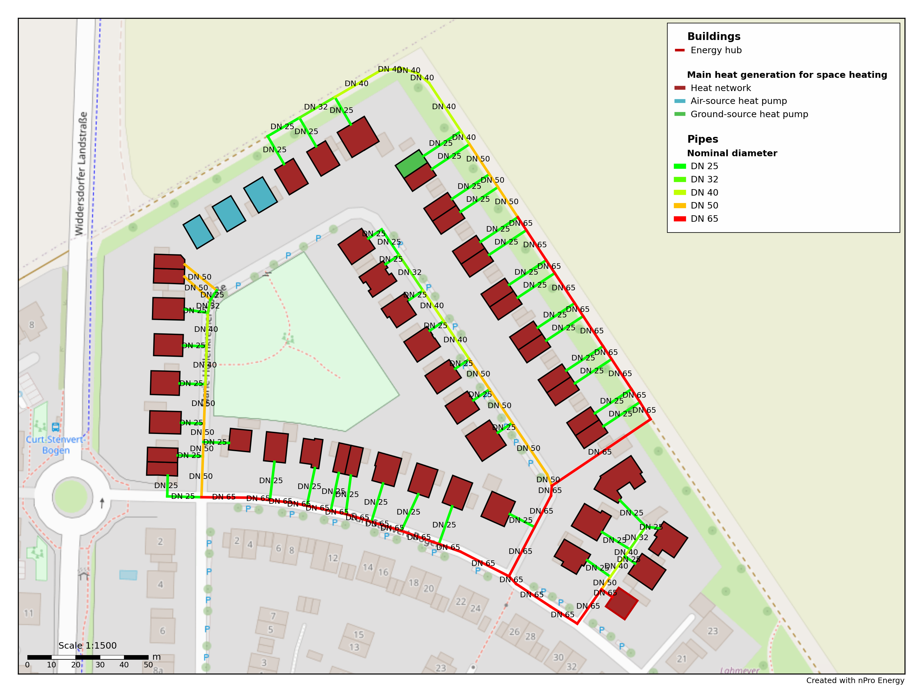 Network layout in the nPro map view