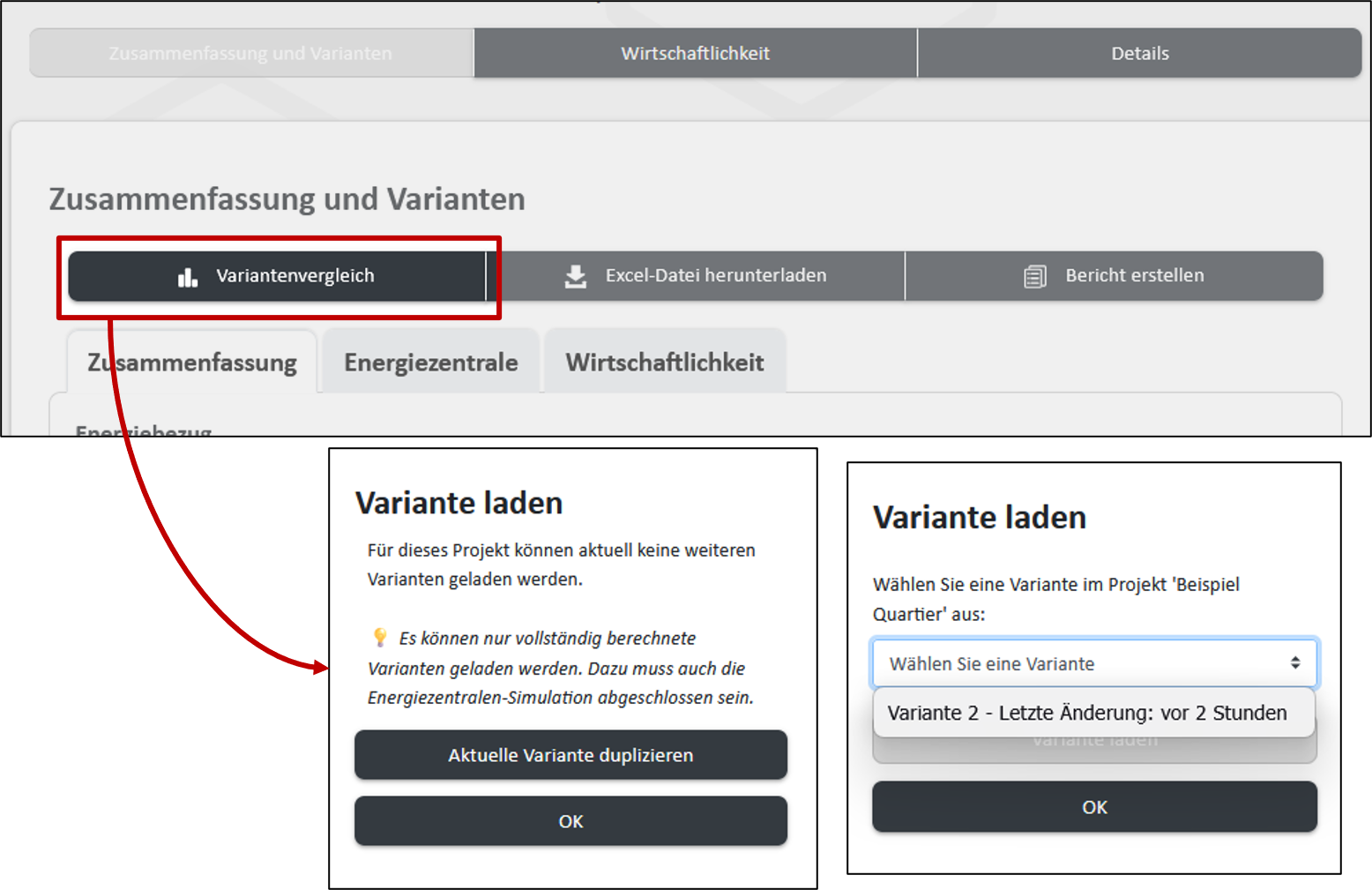 Variantenvergleich: Energiesystem