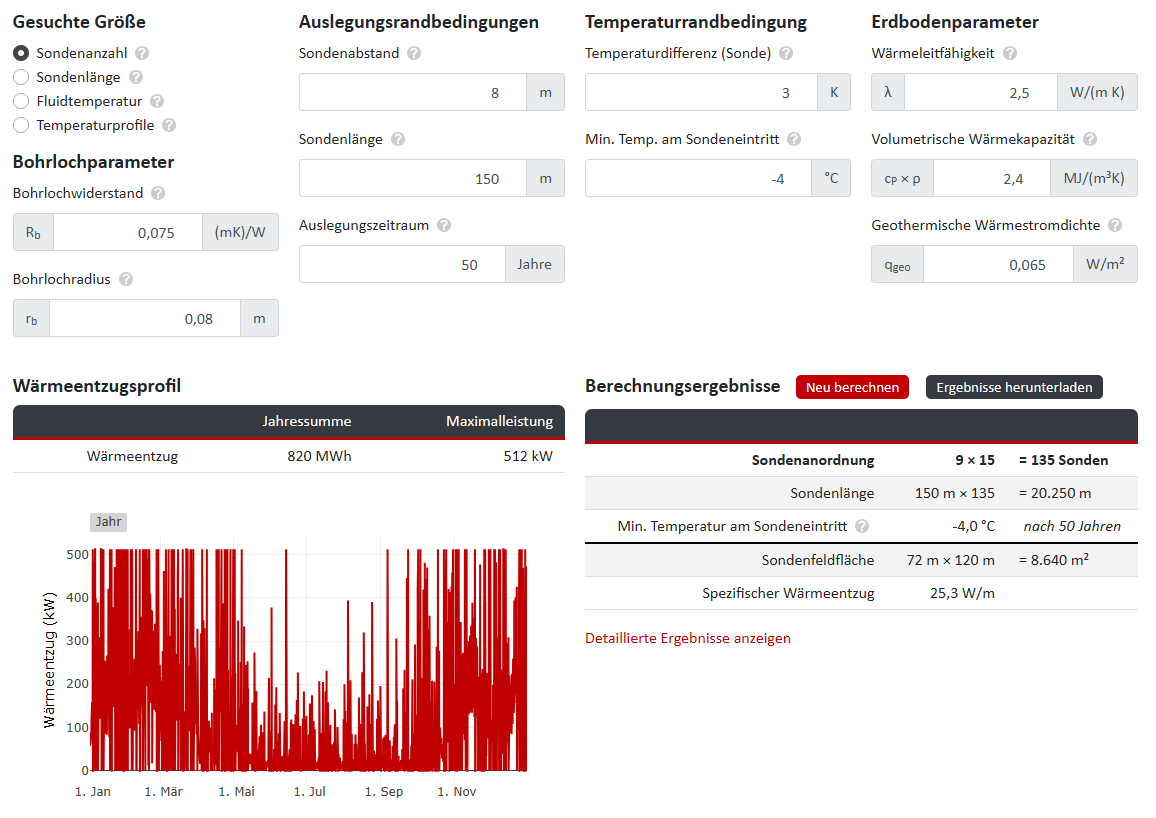 Geothermie-Auslegungsmodul in nPro
