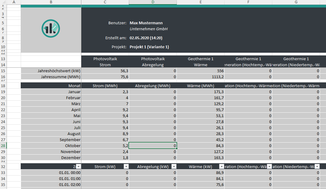 Excel-Export im Corporate Design