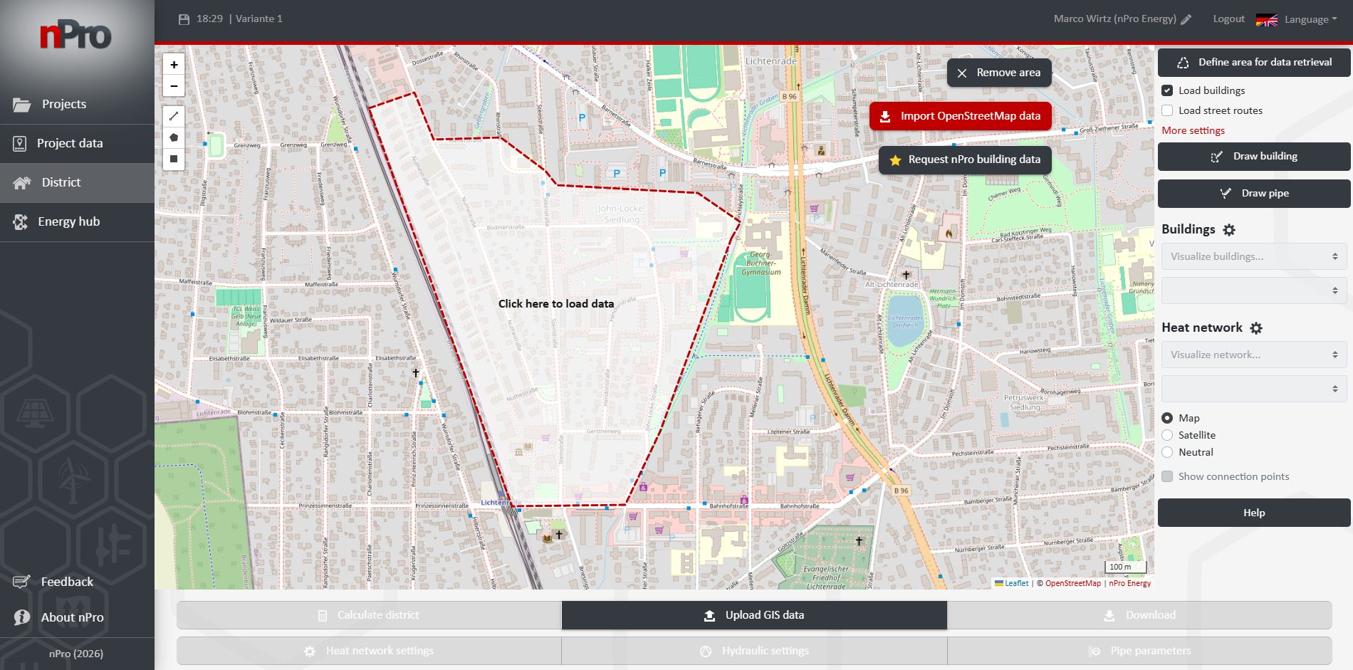 Requesting building data for heat network planning